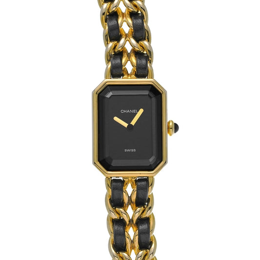 Chanel Premiere L Black Dial on Gold Plated & Leather Ref H0001