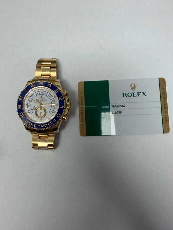 Rolex Yacht-Master II White Dial on Oyster Ref 116688 with New Style Card White 2018