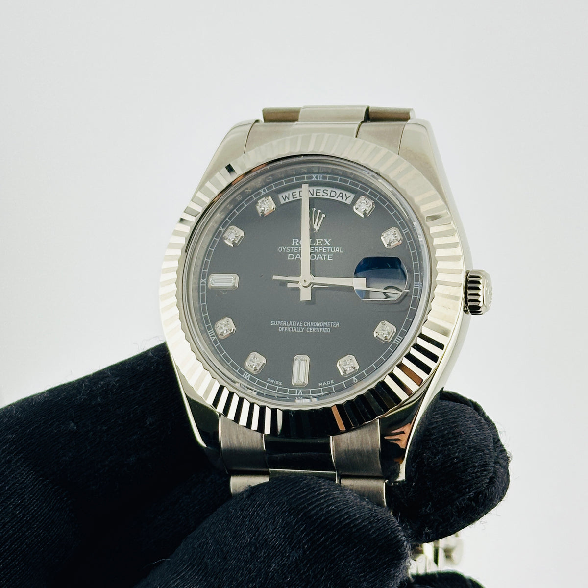 Rolex Day-Date Black Diamond Dial on President Ref. 218239 Card 2010 — view 3
