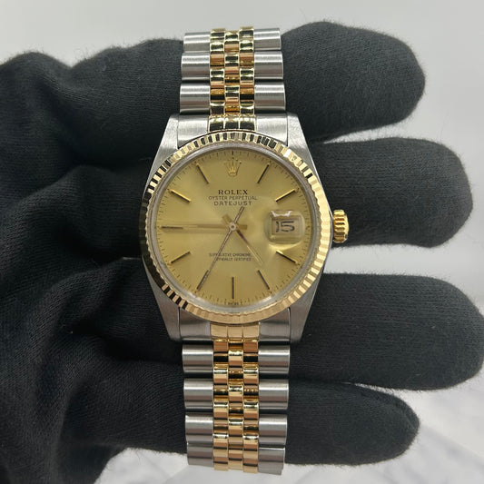 Rolex Datejust Champagne Stick Dial on D Link Jubilee Bracelet Ref. 16013 1985 — view 2