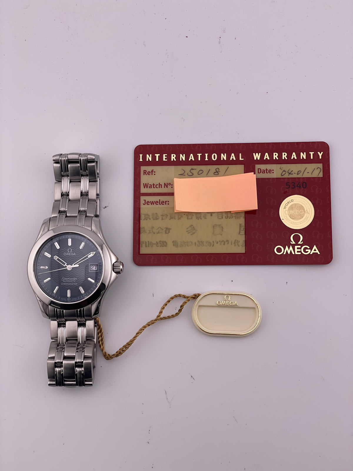 Omega Seamaster Blue Wave Motif Dial on Stainless Steel Bracelet Ref. 2501.81 Card 2004 — view 2