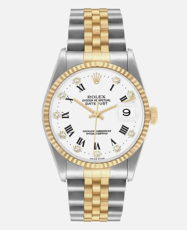 Rolex Datejust White Roman 10 Diamonds Dial on Jubilee Ref 16233G