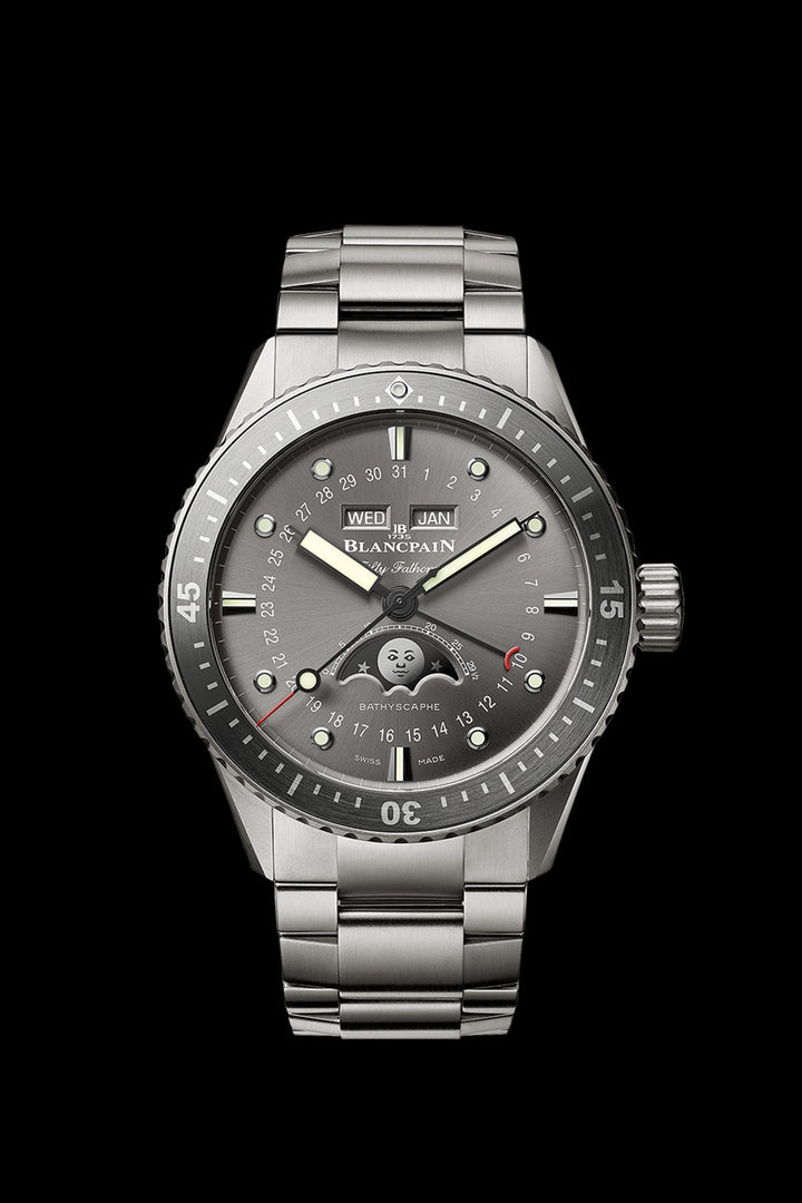Blancpain Fifty Fathoms Bathyscaphe Quanti√®me Complet Phases de Lune Grey Meteor Dial on Titanium Ref. 5054121098S Complete 2024