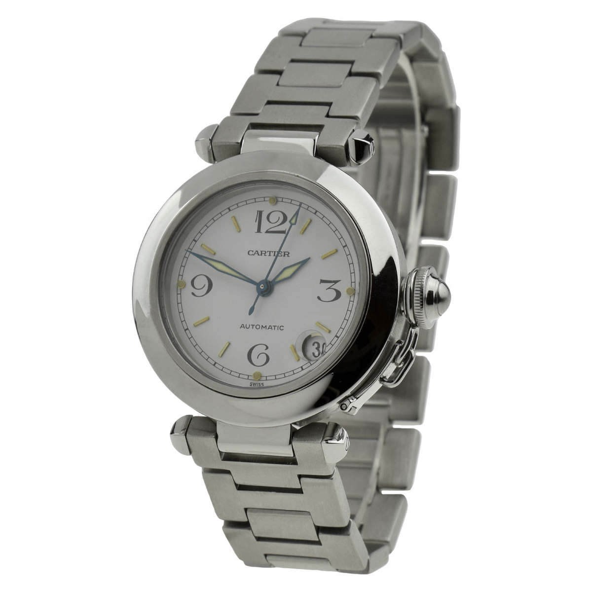Cartier Pasha C White Dial on Stainless Steel Bracelet Ref. W31015M7