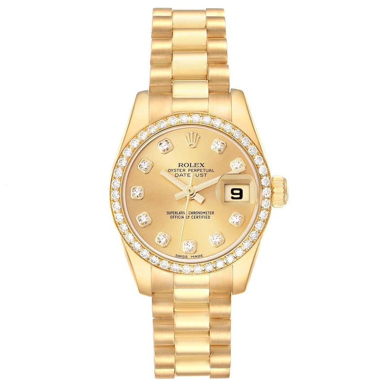 Rolex Datejust Lady President Champagne Diamond Dial on President Ref 179138