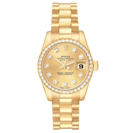 Rolex Datejust Lady President Champagne Diamond Dial on President Ref 179138