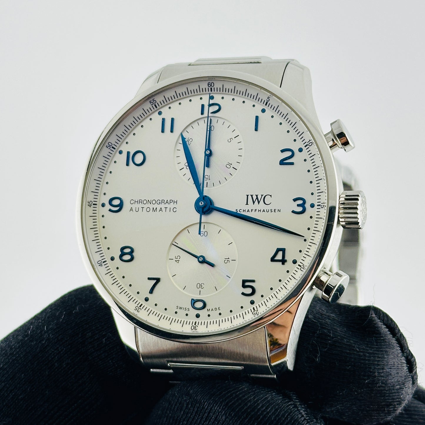 Iwc Portugieser Chronograph Silver Dial on Leather Strap Ref. IW371605 Card 2020 — view 3