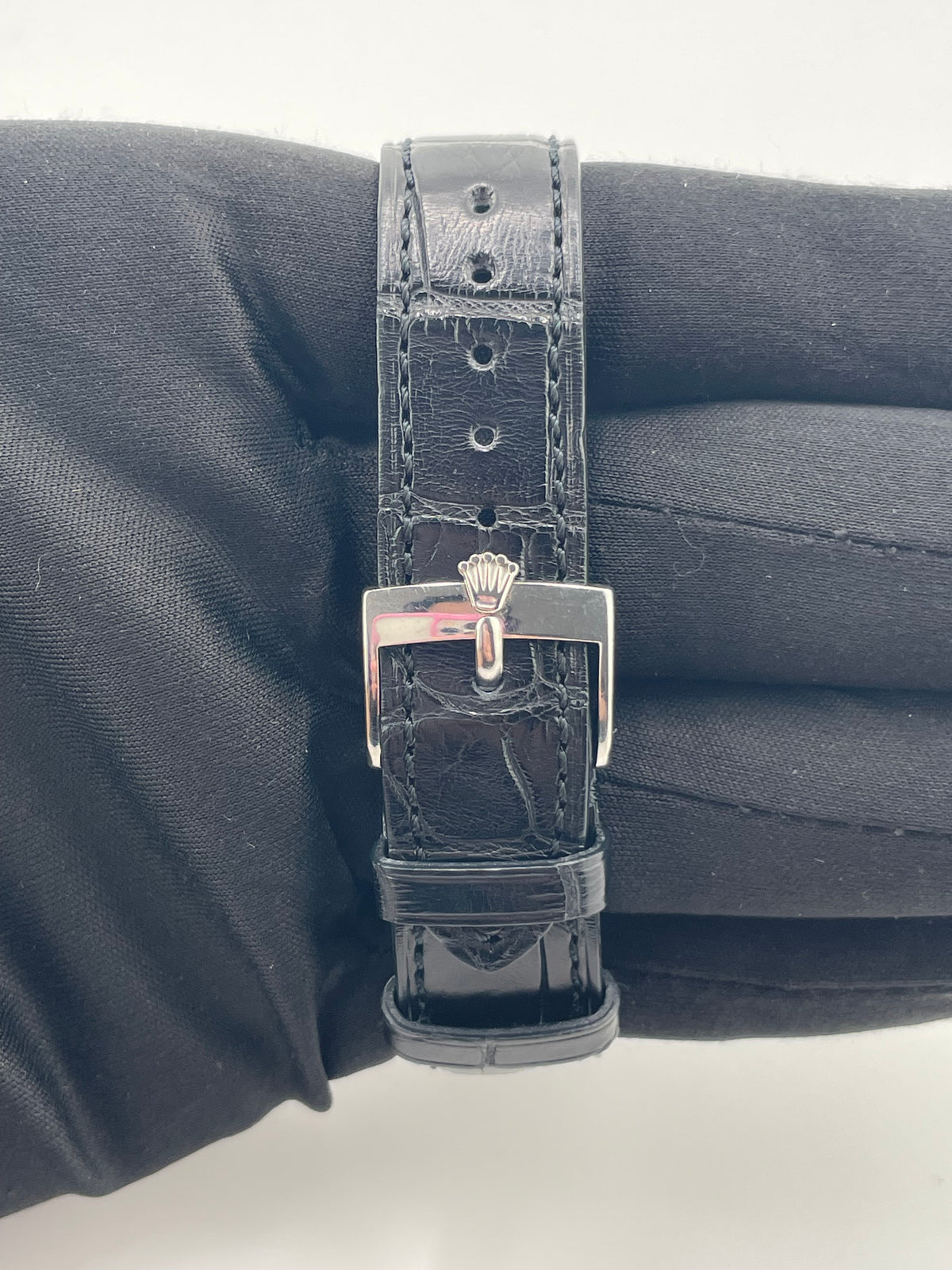 Rolex Precision Silver Stick Dial on Black Leather Strap Ref. 9829 1970 — view 4