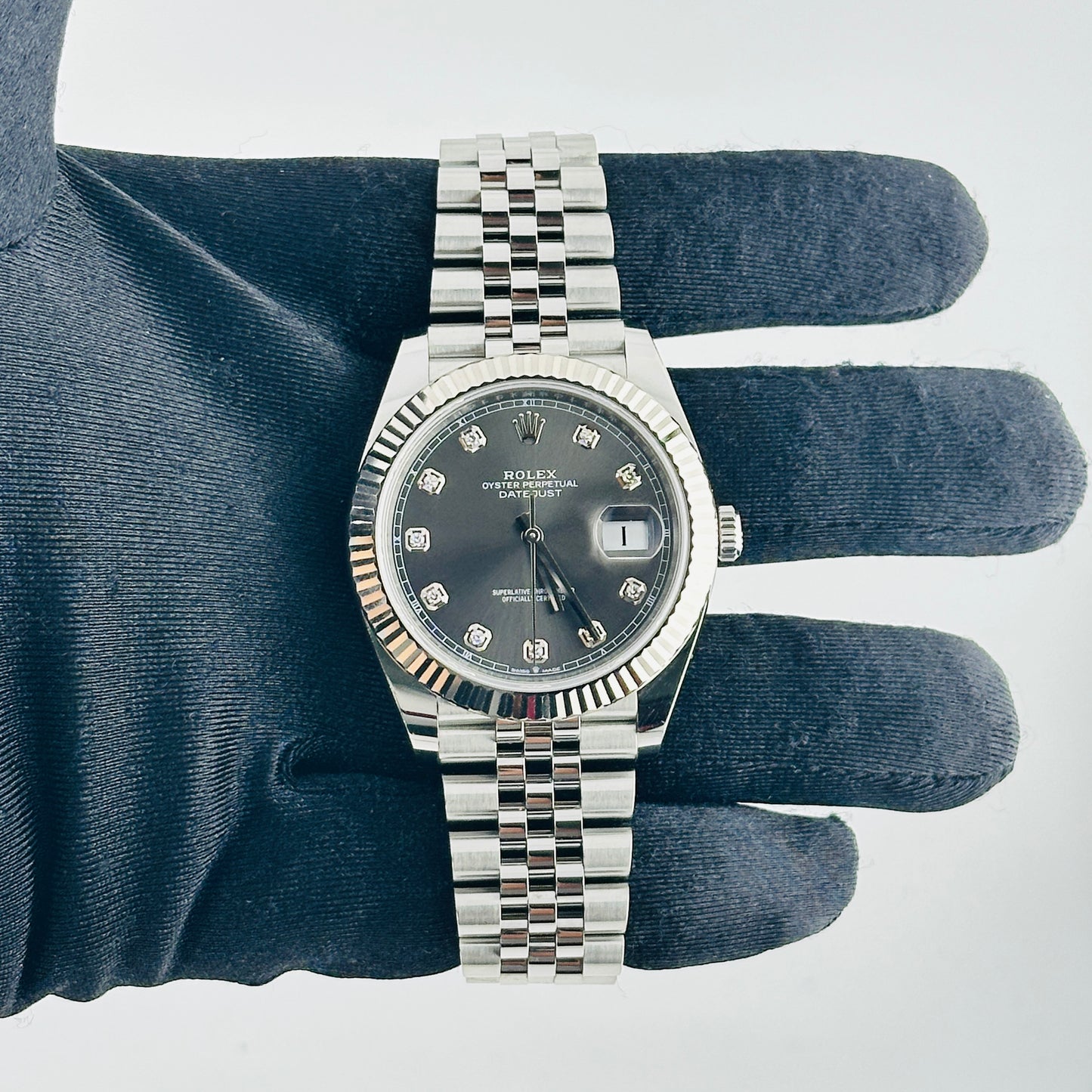 Rolex Datejust Dark Rhodium Diamond Dial on D Link Jubilee Bracelet Ref. 126334 Card 2019 — view 2