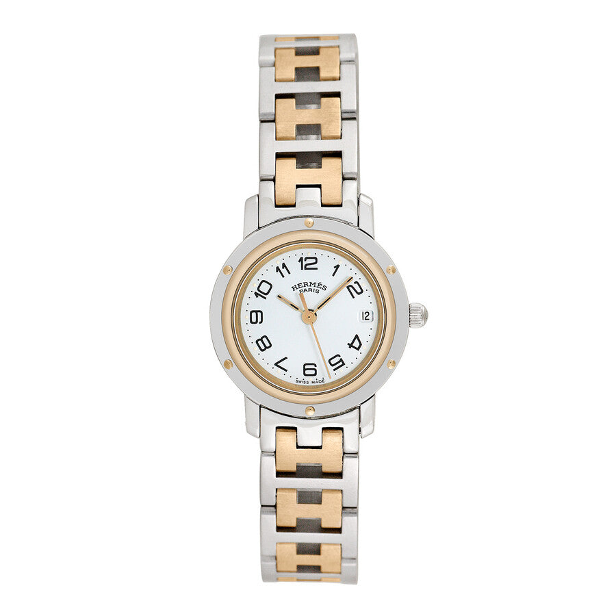 Hermes Clipper White Arabic Dial on 2 Tone Bracelet Ref. CL4.220