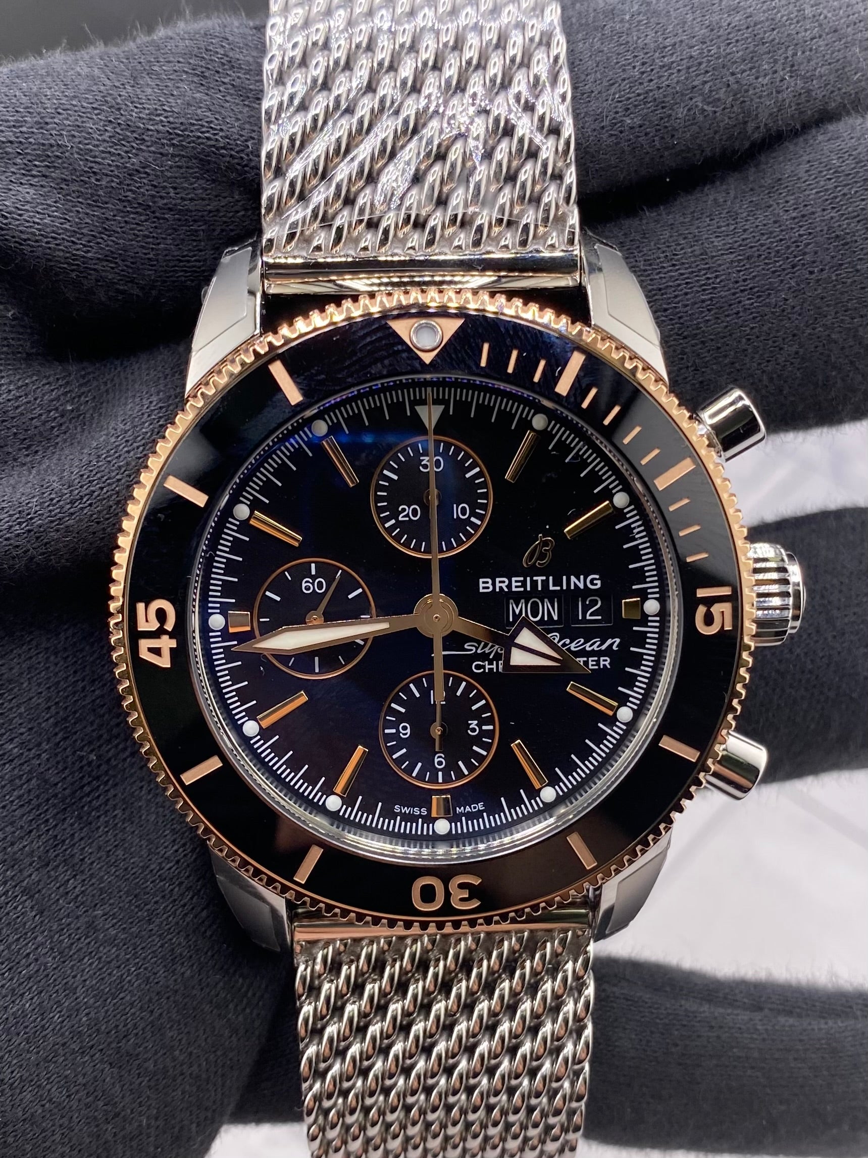 Breitling Superocean H√©ritage II Chronograph Black Dial on Stainless Steel Mesh Bracelet Ref. U13313121B1A1 Card 2026 — view 2