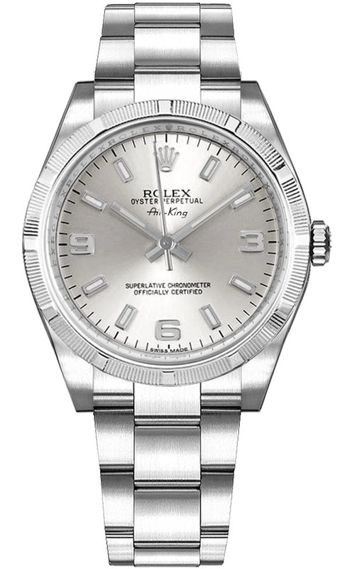 Rolex Air-King Silver Dial on Oyster Ref 114210 with Card Old Green 2008
