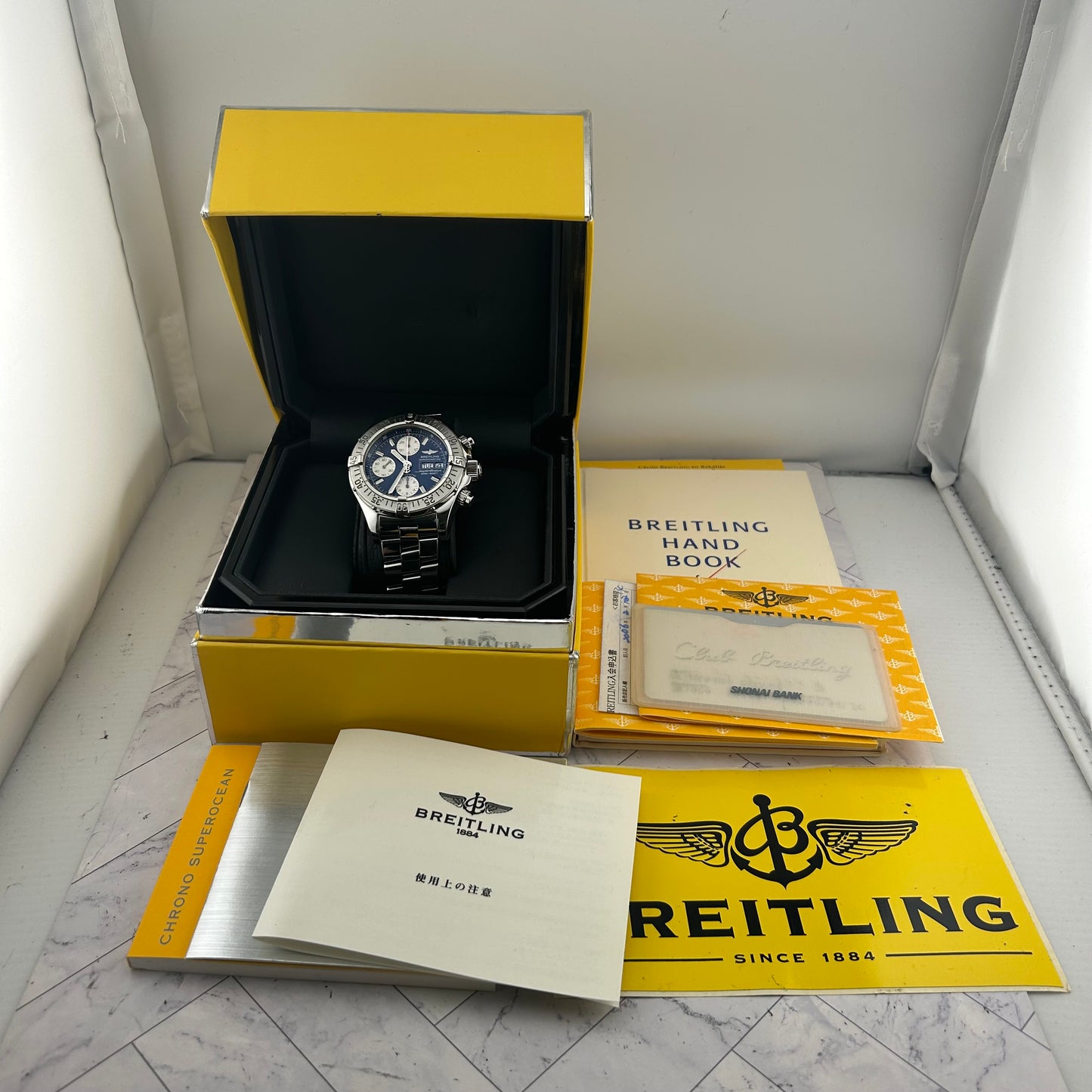 Breitling Superocean Blue / Luminous Hands Dial on Stainless Steel Bracelet Ref. A13340/A111C16PRS Complete 2006 — view 7