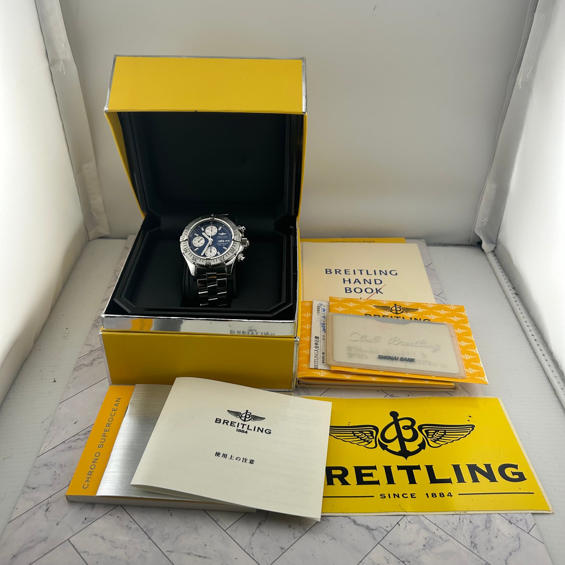 Breitling Superocean Blue / Luminous Hands Dial on Stainless Steel Bracelet Ref. A13340/A111C16PRS Complete 2006 — view 7