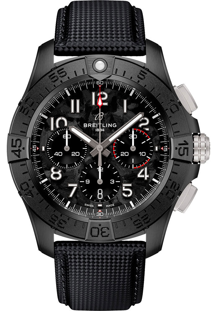 Breitling Avenger B01 Chronograph Carbon Dial on Leather Strap Ref. SB0147101B1X1 Card 2026
