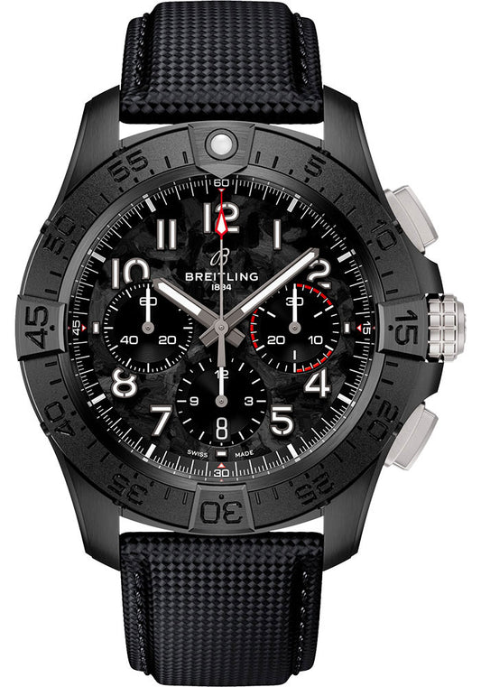 Breitling Avenger B01 Chronograph Carbon Dial on Leather Strap Ref. SB0147101B1X1 Card 2026