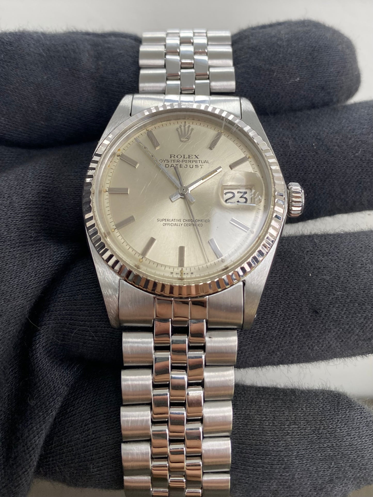 Rolex Datejust Silver Stick Dial on Folded Jubilee Ref. 1601/4 1971 — view 2