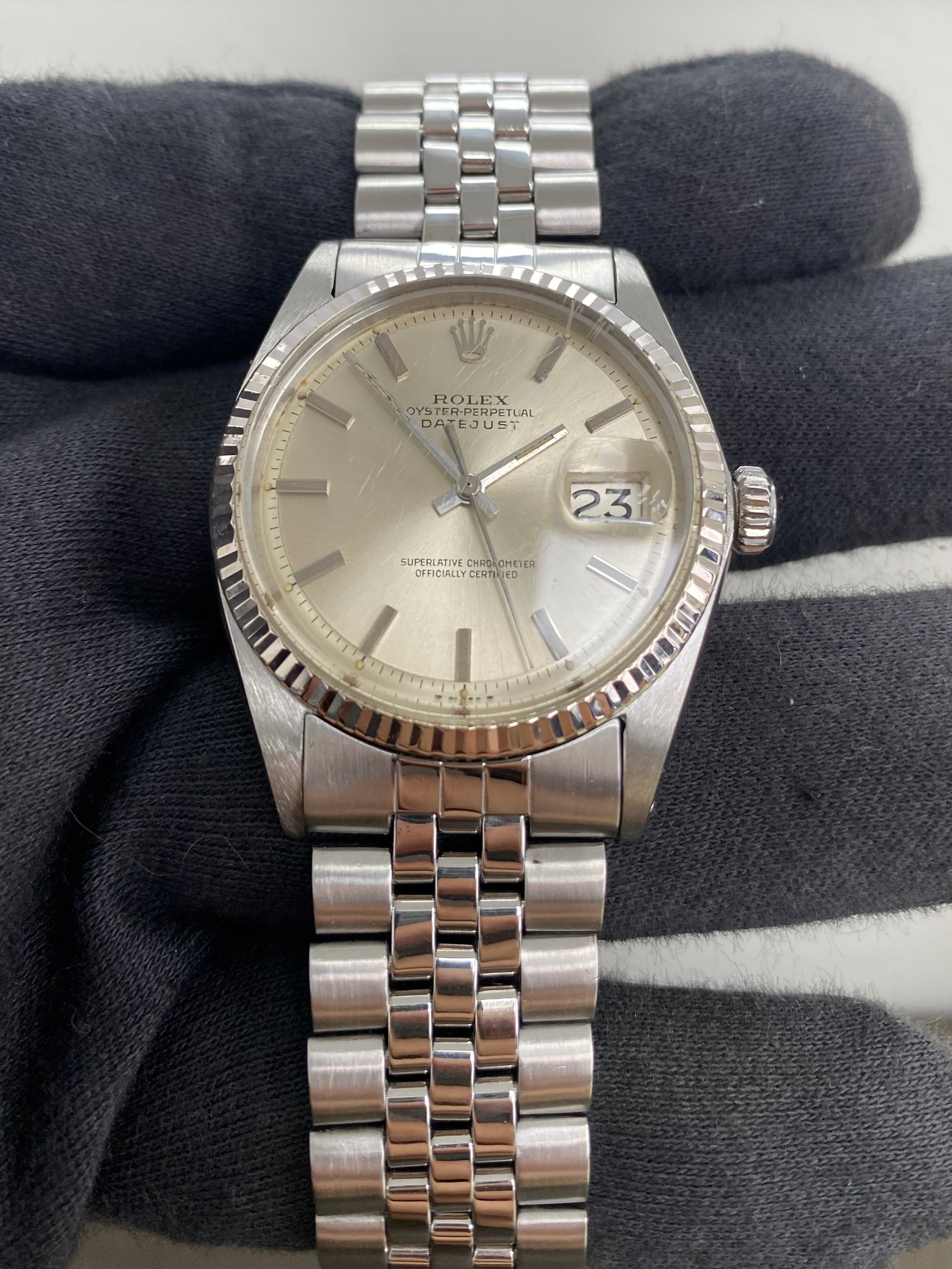 Rolex Datejust Silver Stick Dial on Folded Jubilee Ref. 1601/4 1971 — view 2