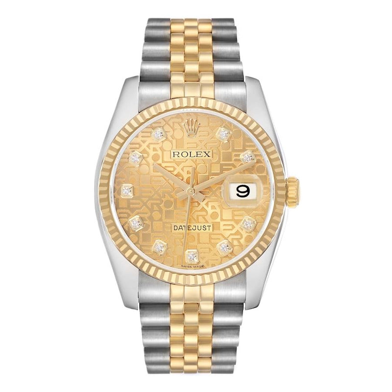 Rolex Datejust Gold Anniversary Diamond Dial Dial on D Link Jubilee Ref 116233