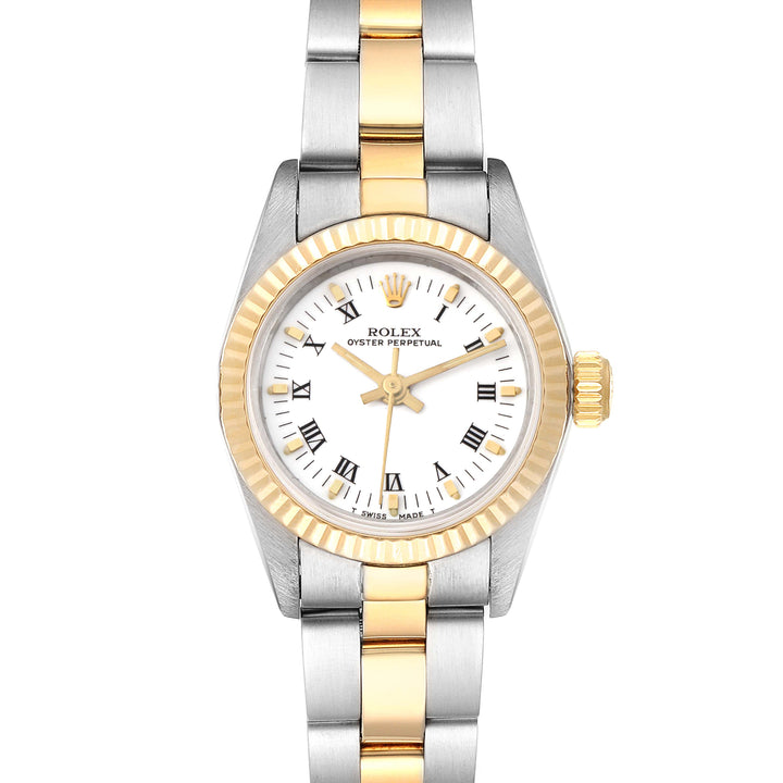 Rolex Oyster Perpetual White Roman Dial on Oyster Ref. 67193 2001