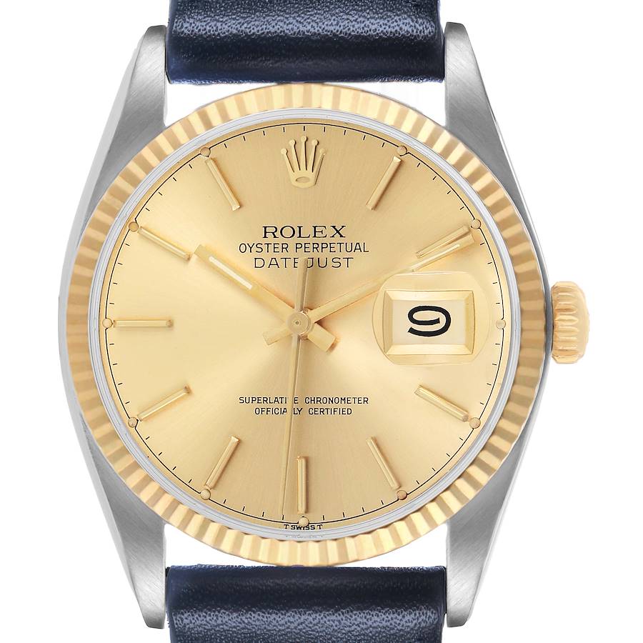 Rolex Datejust Champagne Stick Dial on Generic Leather Band Ref. 16013 1986