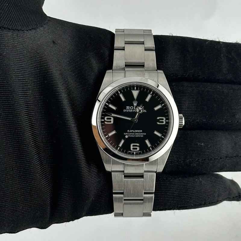 Rolex Explorer I Black Dial on Oyster Ref 214270 with New Style Card White 2015