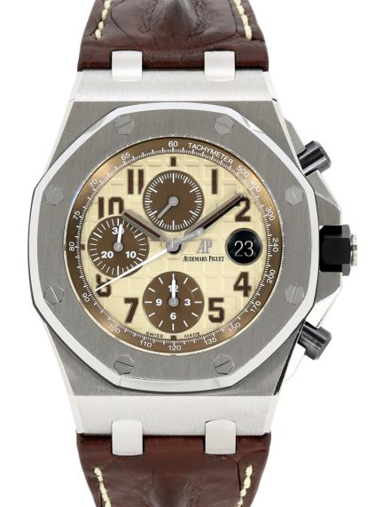 Audemars Piguet Offshore Selfwinding Chronograph Ivory / Cream Dial on Leather Strap Ref. 26470ST.OO.A801CR.01 Complete 2016