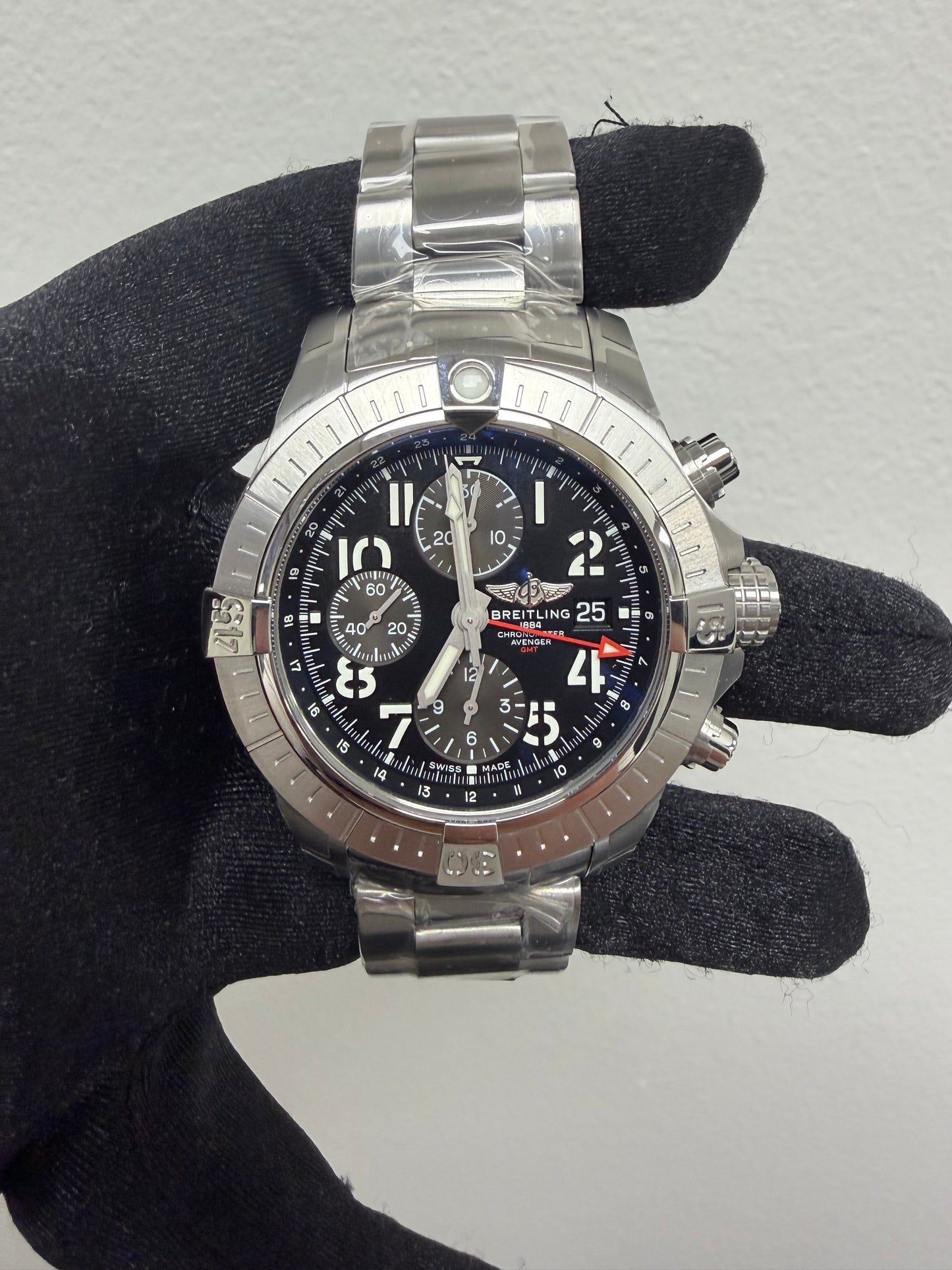 Breitling Avenger Chronograph GMT Black Dial on Bracelet Ref. A24315101B1A1 Card 2023 — view 2