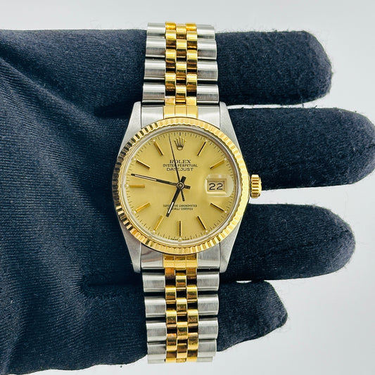Rolex Datejust Champagne Stick Dial on D Link Jubilee Bracelet Ref. 16013 1987 — view 2