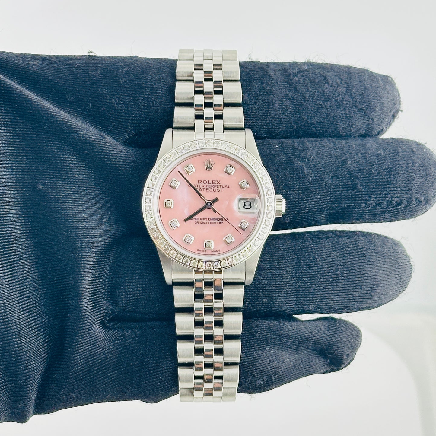 Rolex Datejust Am Pink Mop Diamond Dial on D Link Jubilee Bracelet Ref. 68240 1999