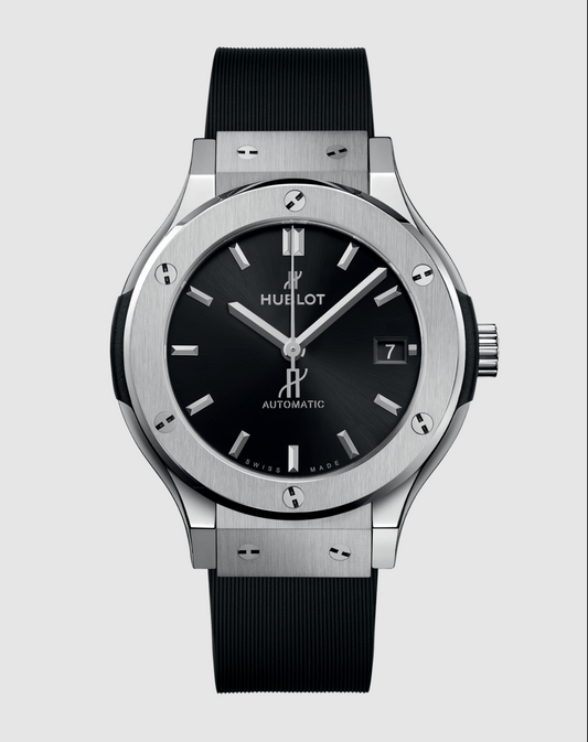 Hublot Classic Fusion Black Dial on Rubber Strap Ref. 565.NX.1470.RX with Box