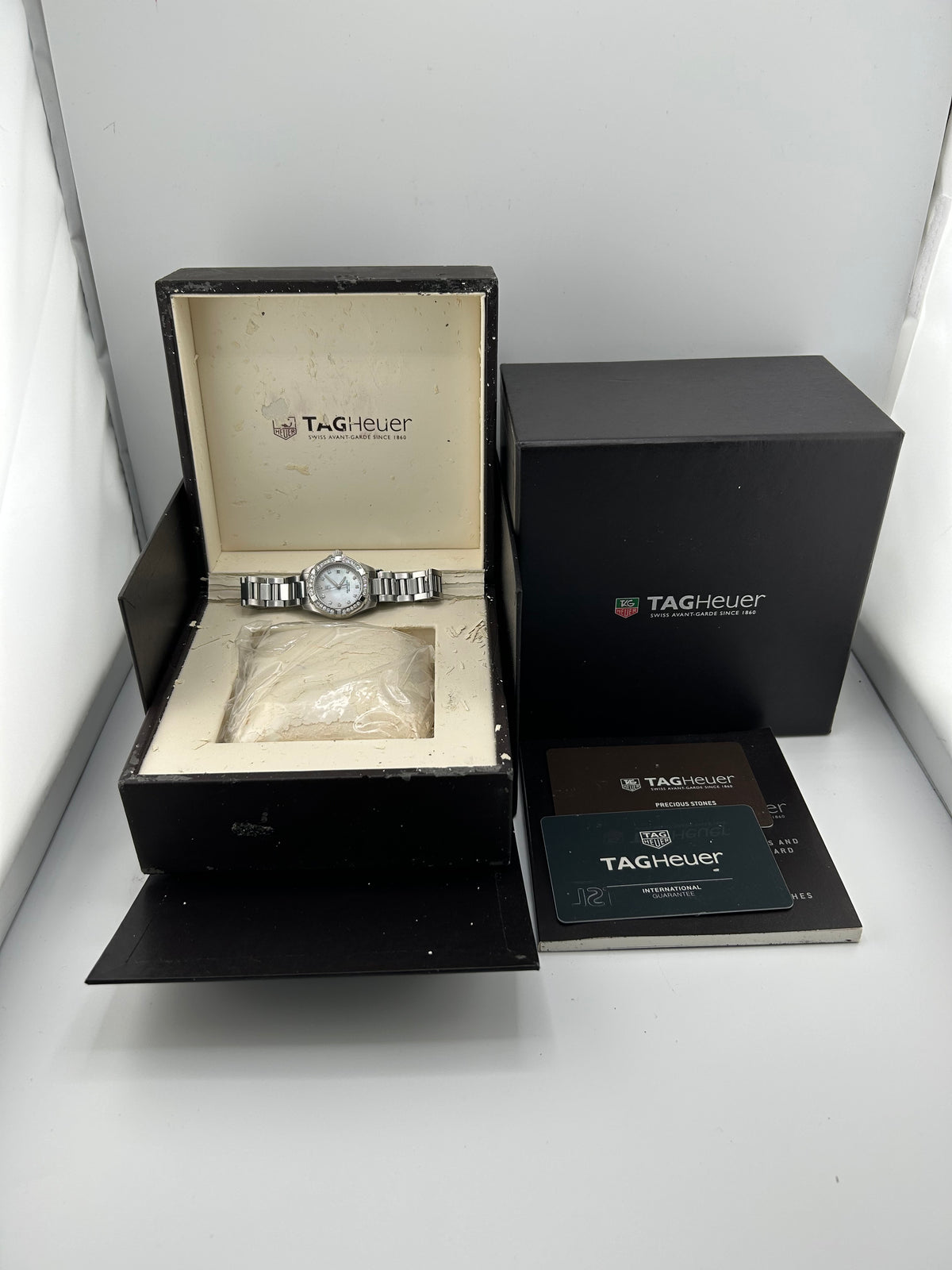 Tag Heuer Aquaracer Lady White Mop Diamond Dial on Stainless Steel Bracelet Ref. WAY1414.BA0920 Complete 2017 — view 7