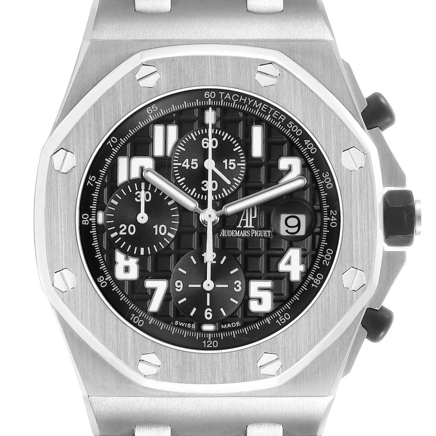Audemars Piguet Royal Oak Offshore Black Arabic Chrono Dial on Black Leather Strap Ref. 26170ST Papers 2012