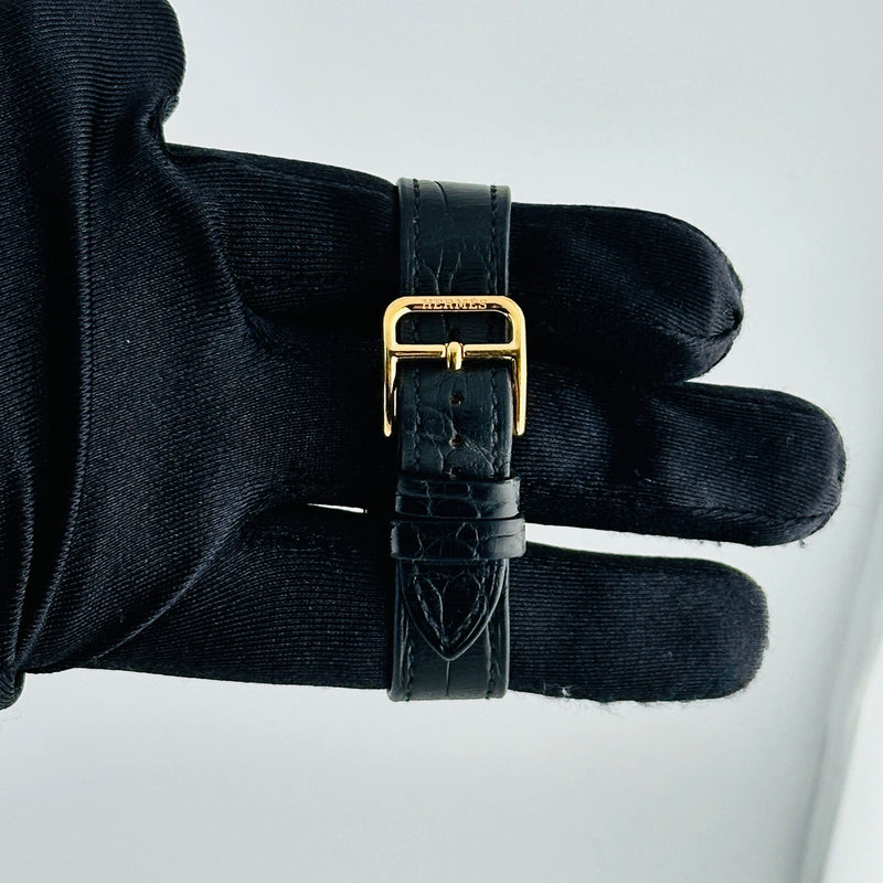 Hermes H Black Dial on Leather Ref HH1.270B with Papers
