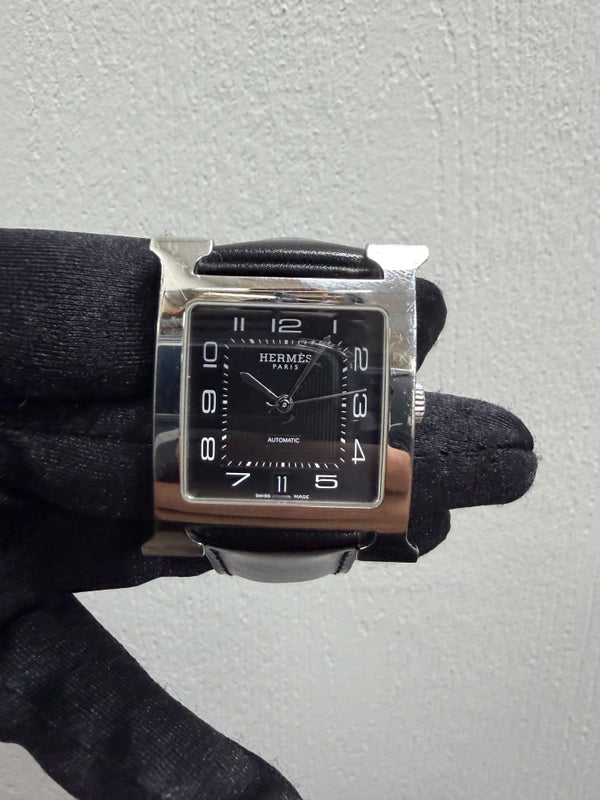 Hermes H Black Dial on Leather Ref HH2.810