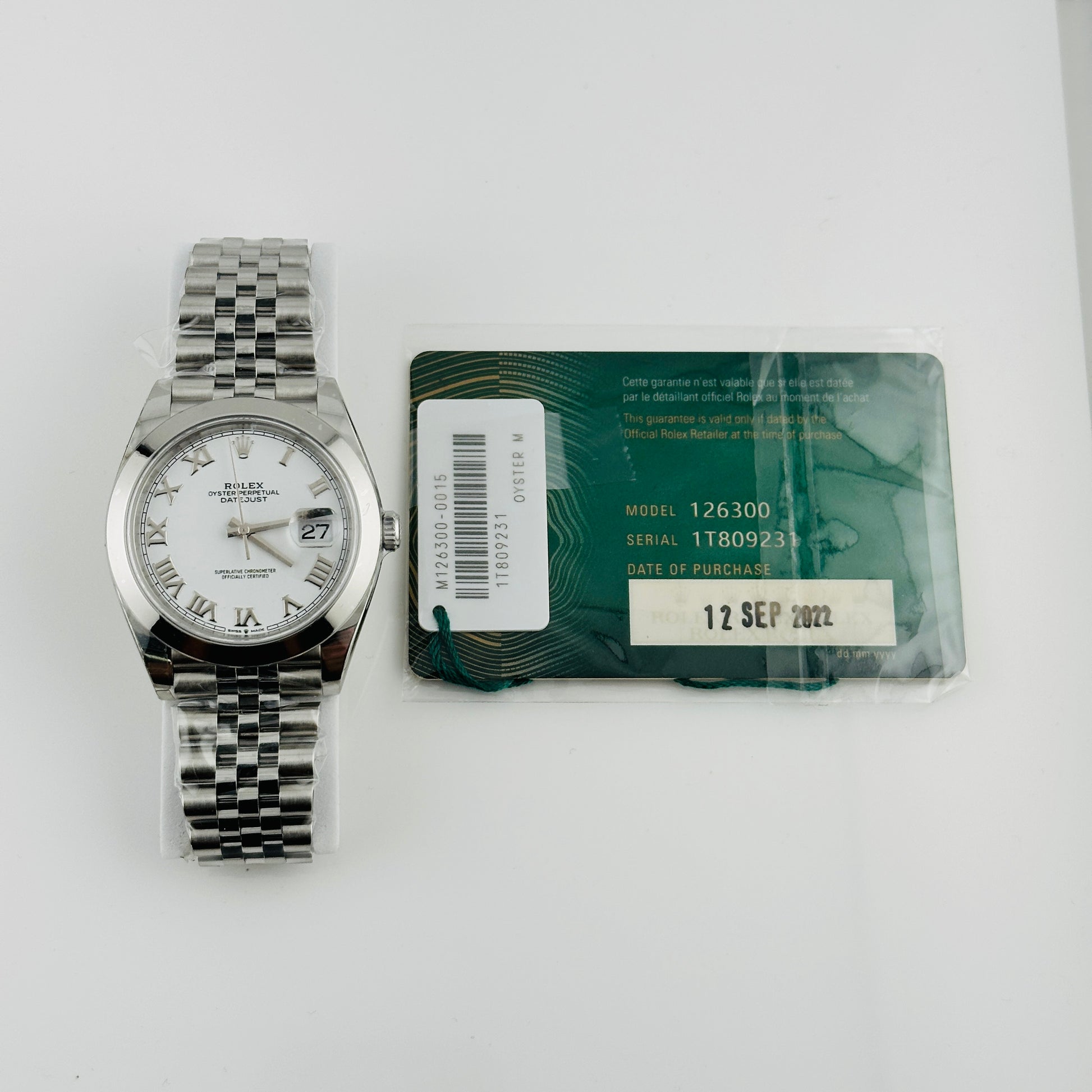 Rolex Datejust White Roman Dial on Jubilee Ref. 126300 Card 2022 — view 6