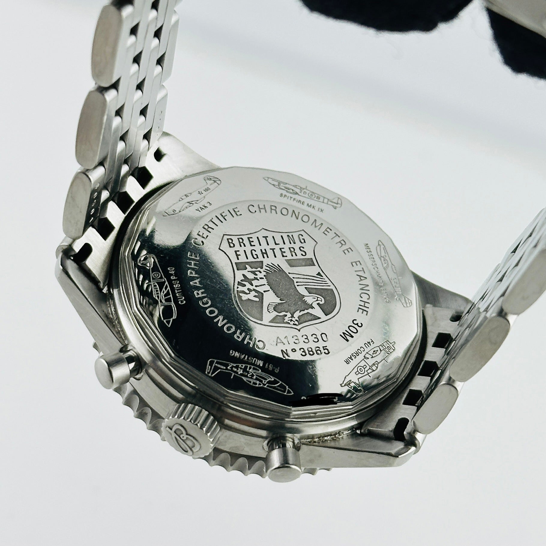 Breitling Navitimer Fighter Black Dial on Stainless Steel Bracelet Ref. A13330 Card 2001 — view 7