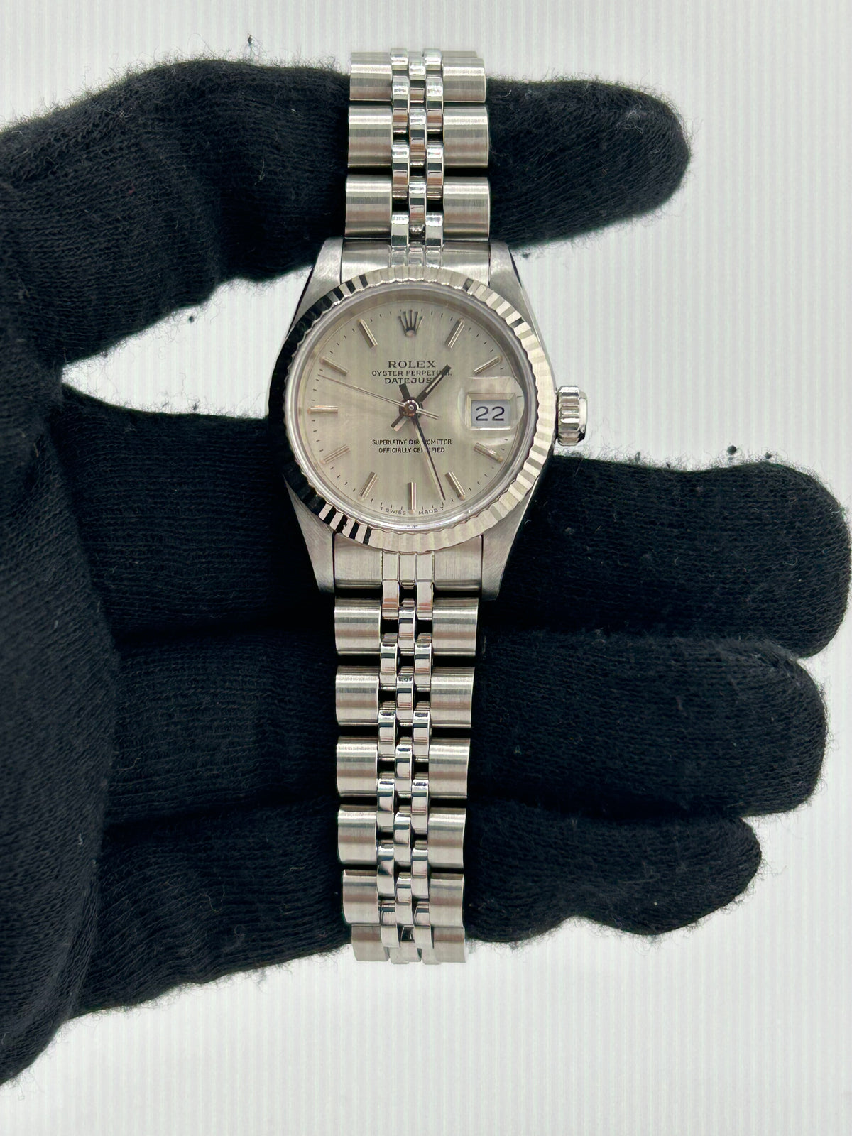 Rolex Datejust Lady Silver Stick Dial on Jubilee Ref. 69174 Papers 1991 — view 2