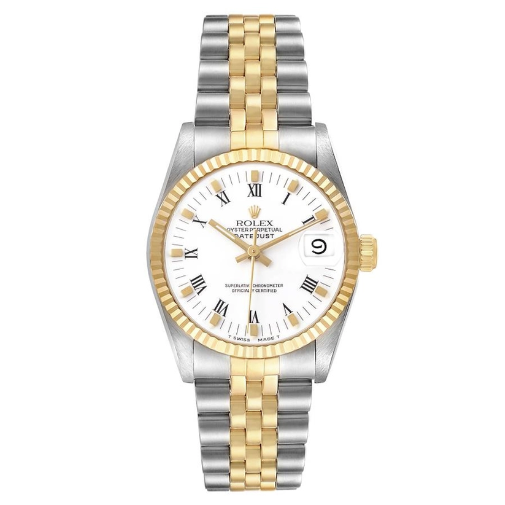 Rolex Datejust White Roman Dial on D Link Jubilee Bracelet Ref. 68273 Papers 1995
