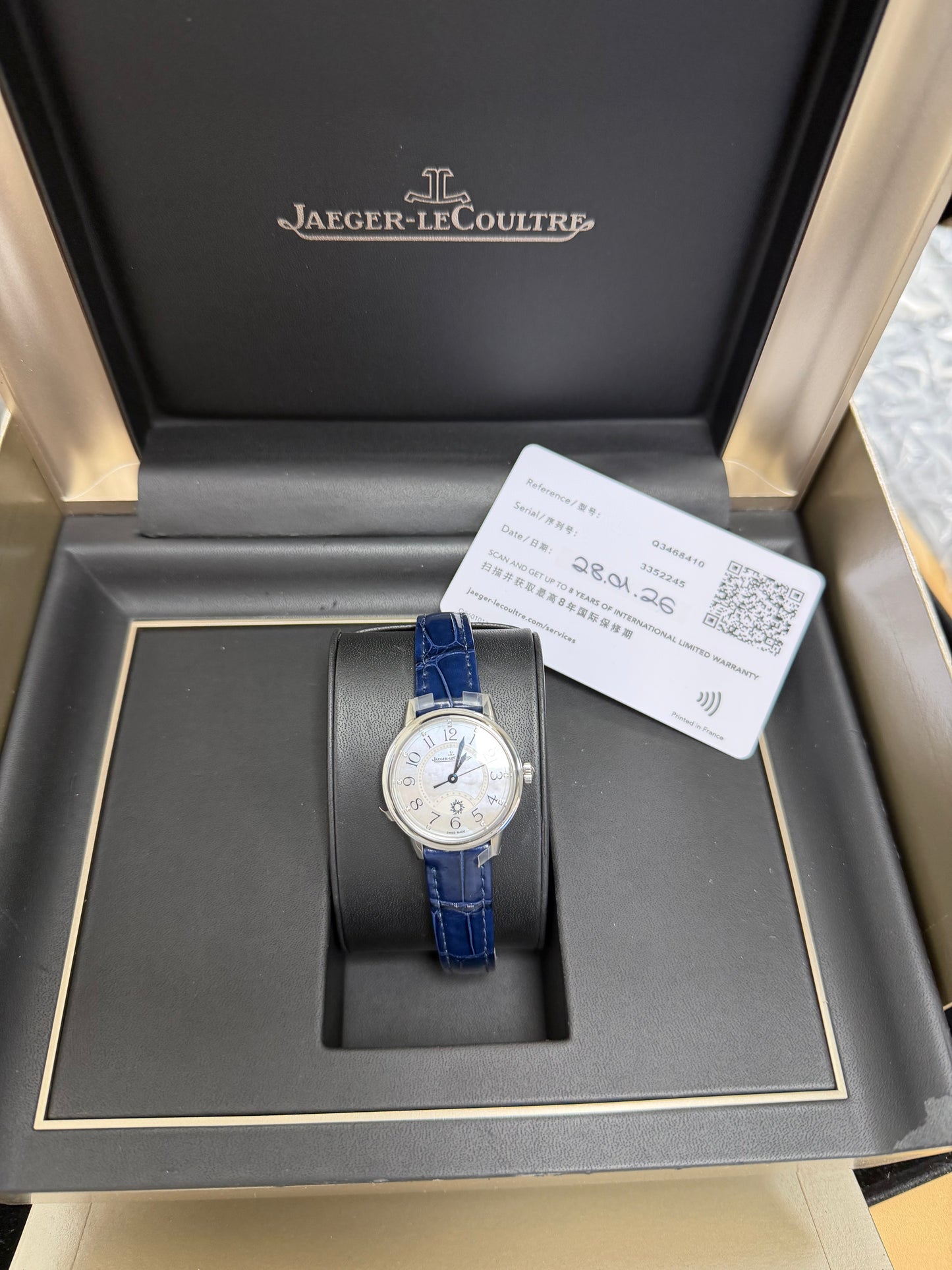 Jaeger Le Coultre Rendez-Vous Classic Night & Day Silvered Grey, Mother Of Pearl Dial on Leather Strap Ref. Q3468410 Card 2026 — view 5