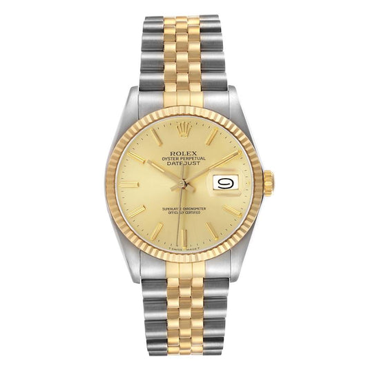 Rolex Datejust Champagne Stick Dial on D Link Jubilee Bracelet Ref. 16013 1987