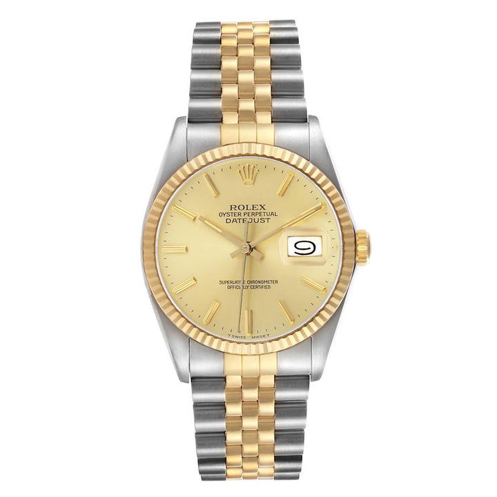 Rolex Datejust Champagne Stick Dial on D Link Jubilee Bracelet Ref. 16013 1987
