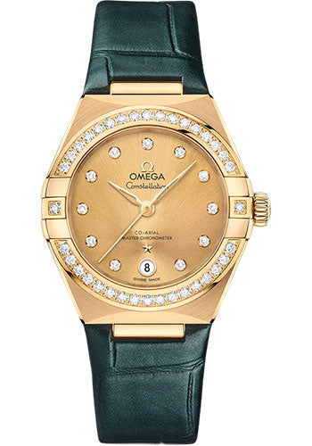 Omega Constellation Co-Axial Champagne Dial on Leather Strap Ref. 131.58.29.20.58.001 Card Open Date