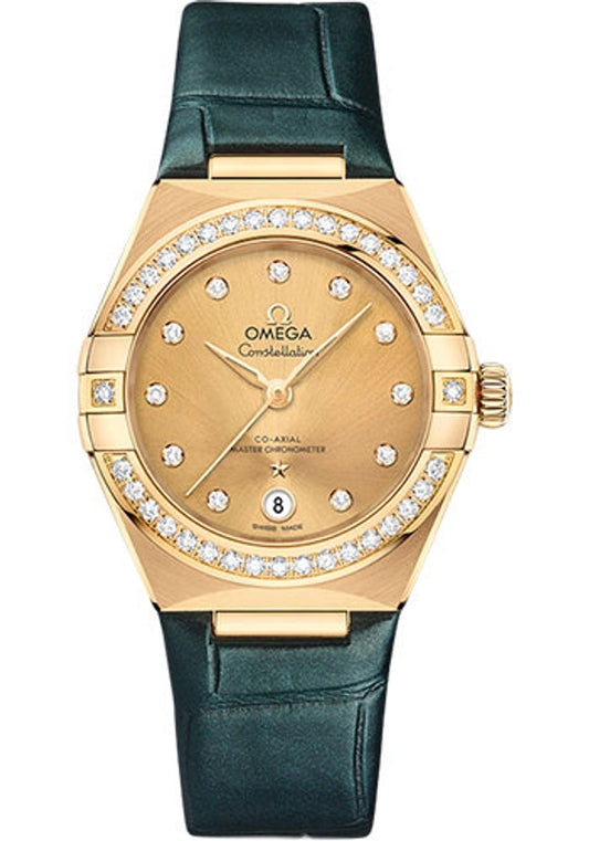Omega Constellation Co-Axial Champagne Dial on Leather Strap Ref 131.58.29.20.58.001 with Card