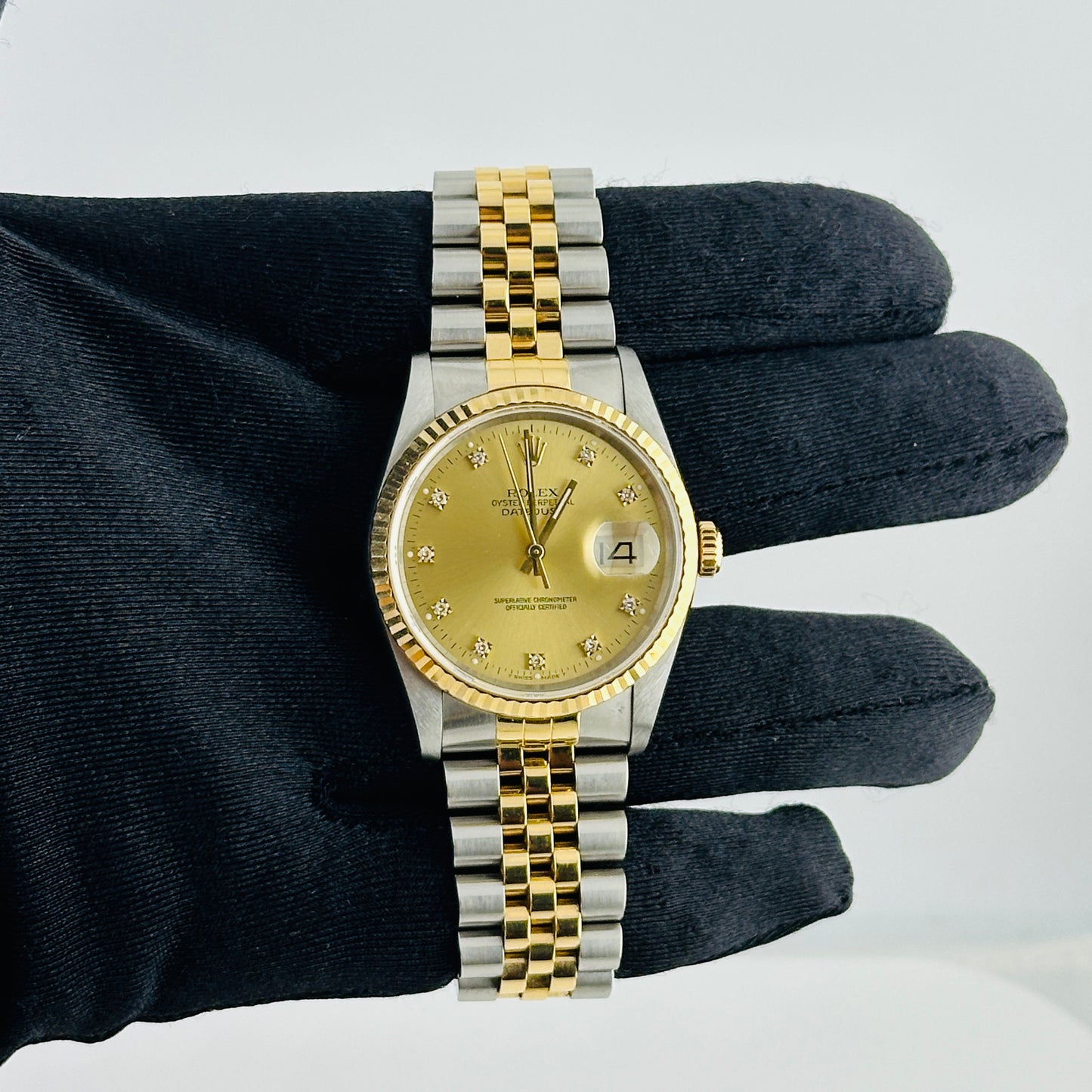Rolex Datejust Champagne Diamond Factory Dial on D Link Jubilee Ref. 16233 1991 — view 2