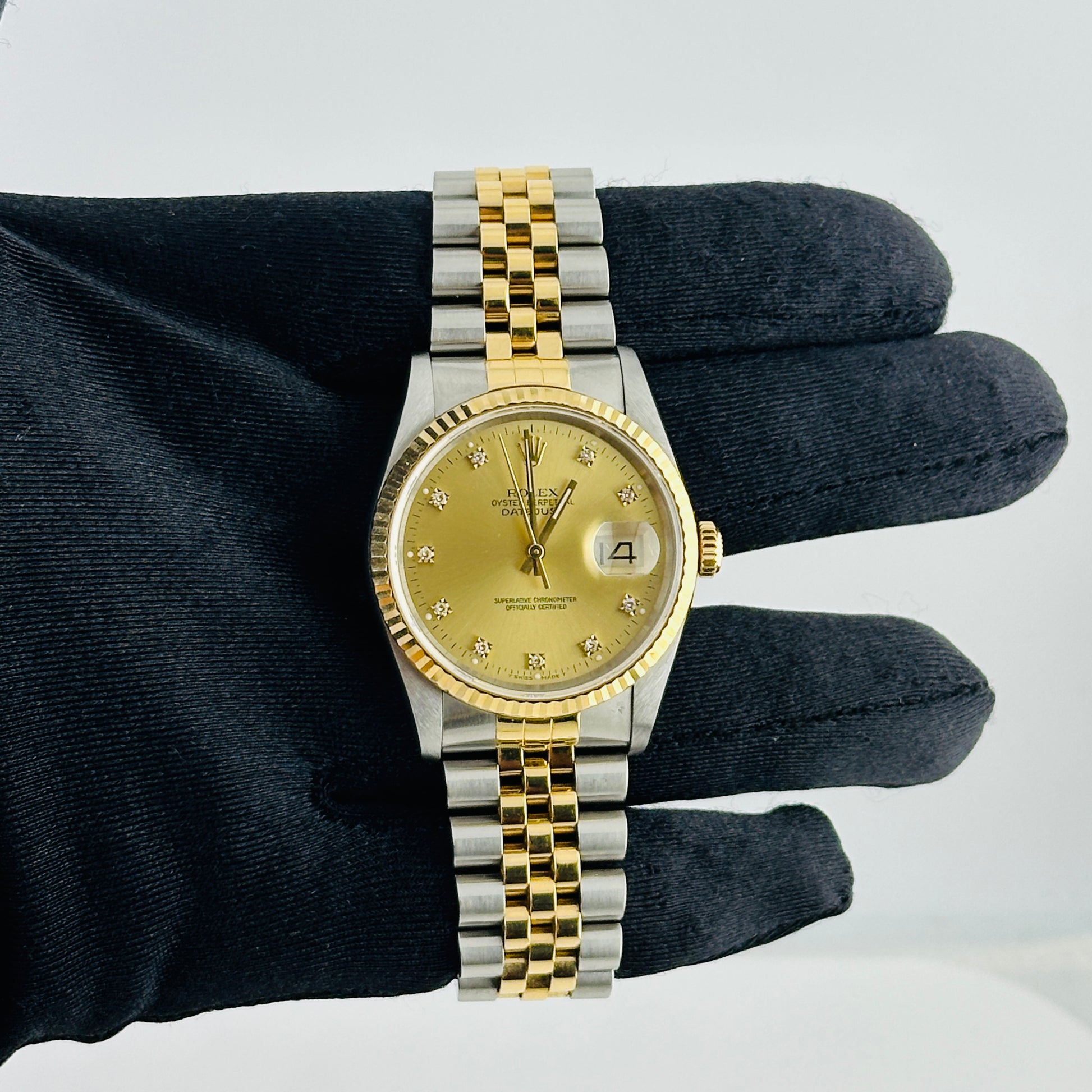 Rolex Datejust Champagne Diamond Factory Dial on D Link Jubilee Ref. 16233 1991 — view 2