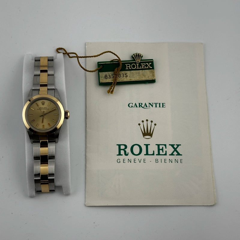 Rolex Oyster Perpetual Champagne Stick Dial on Oyster Ref 67183 with Papers 1985