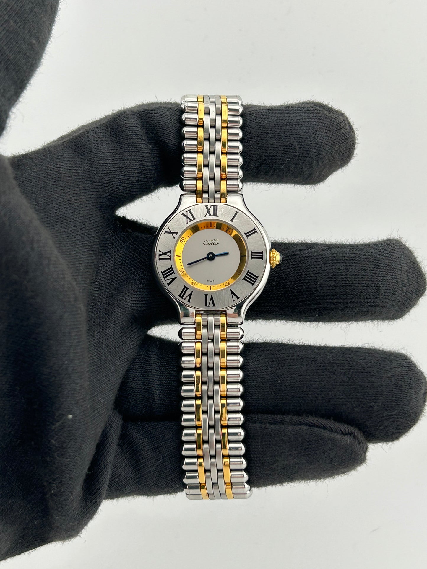 Cartier 21 Must de Cartier Silver Dial on Gold Plated Stainless Steel Bracelet Ref. 1340