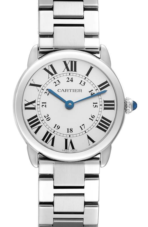 Cartier Ronde Solo White Roman Numerals Dial on Stainless Steel Bracelet Ref. W6701004 Papers 2014