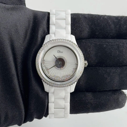Christian Dior VIII Grand Bal Og White Ceramic Diamond Dial on Ceramic Ref CD124BE4 with Papers